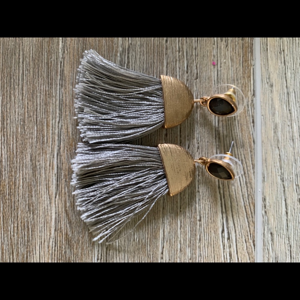 Grey Tassel Earrings